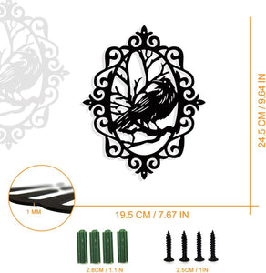 进口 NBEADS Raven-哥特式金属墙艺术装饰，复古哑光黑色壁挂装饰剪影墙艺术用于家庭卧室客厅花园酒店办公室墙壁装饰，9.6 × 7.7英寸 (24.5x19.5厘米)