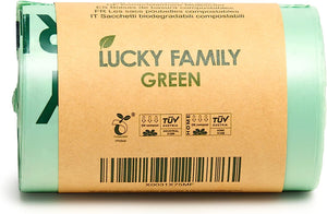 进口 用于厨房台面垃圾桶的INNOTAK Lucky Family绿色堆肥袋1.3高达1.6加仑-100% 可堆肥食物垃圾垃圾再利用-完美可生物降解的有机生态友好-每卷50袋