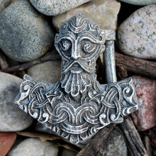 將圖片載入圖庫檢視器 进口 的Pewter Norse God Thors Hammer Mjolnir皮带扣
