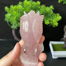 將圖片載入圖庫檢視器 天然粉晶玫瑰花工艺品 手工DIY雕刻水晶玫瑰花权杖摆件
