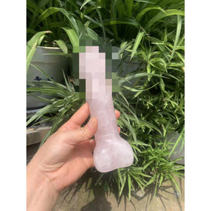 天然粉晶雕刻原石打磨水晶按摩棒