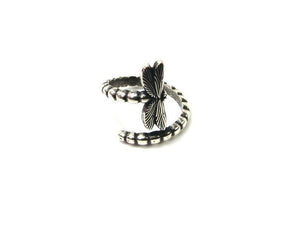 欧美时尚戒指~欧美做旧复古泰银昆虫蜻蜓开口戒指 专供现货