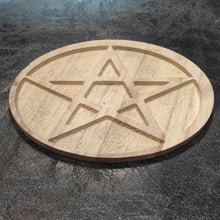 將圖片載入圖庫檢視器 祭祀祭坛木制凹凸五芒星盘仪式摆件 WOODEN PENTAGRAM ALTAR TILE
