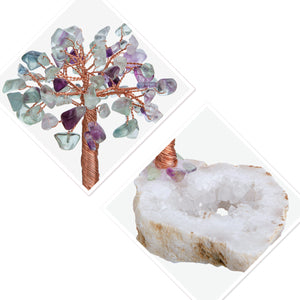 天然不规则水晶晶体底座树水晶碎石许愿树创意 能量发生器 桌面摆件