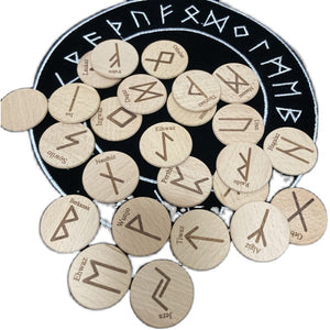 木质如尼符文套装神秘学 木片卢恩符号道具 榉木头片RunesSet