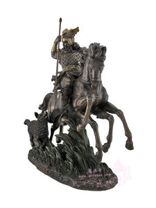 能量雕像系列~*美国进口古铜色挪威神奥丁骑斯利普纳雕像30厘米