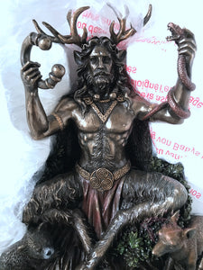 *美国进口Cernunnos和动物青铜雕塑 父神