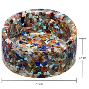 树脂混能量水晶碎石圆形烟灰缸收纳盒客厅办公室桌面水晶创意摆件