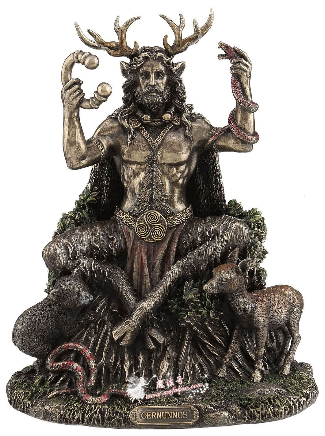 *美国进口Cernunnos和动物青铜雕塑 父神