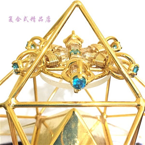 进口24K黄金金字塔带16个黄金水晶9寸【量子疗法和增强能量】