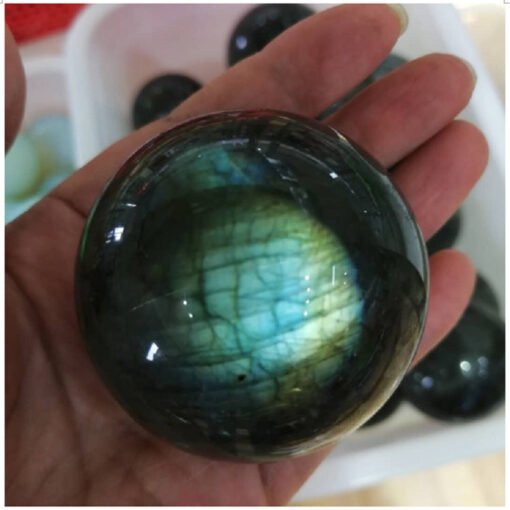 能量晶石收藏~天然月光石拉长石球 水晶摆件原石矿物工艺礼品：圖片 5