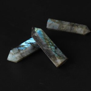 能量晶石收藏~天然拉长石月光石柱工艺品 六角晶体柱