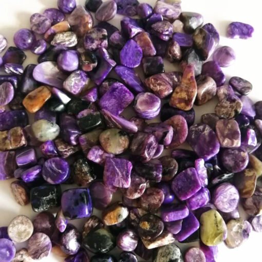 能量晶石收藏~天然紫龙晶碎石 原石打磨小颗粒 鱼缸花盆装饰供佛宝石：圖片 2