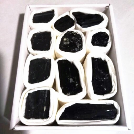 能量晶石收藏~天然黑碧玺矿标 矿物晶体标本 水晶原石矿标盒