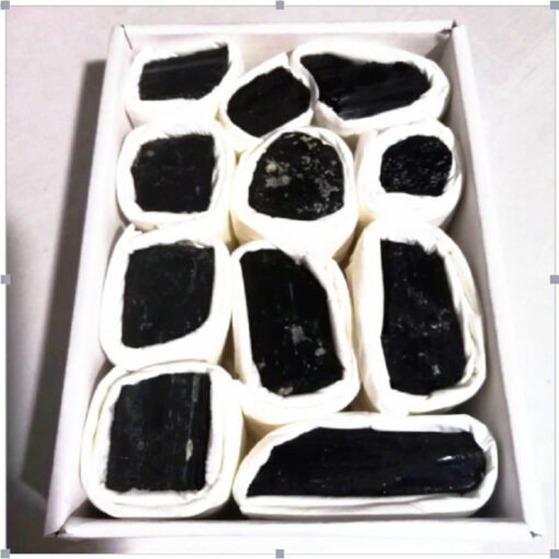 能量晶石收藏~天然黑碧玺矿标 矿物晶体标本 水晶原石矿标盒：圖片 5