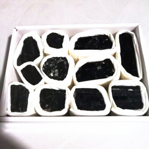 能量晶石收藏~天然黑碧玺矿标 矿物晶体标本 水晶原石矿标盒：圖片 3