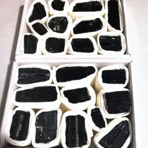 能量晶石收藏~天然黑碧玺矿标 矿物晶体标本 水晶原石矿标盒：圖片 4