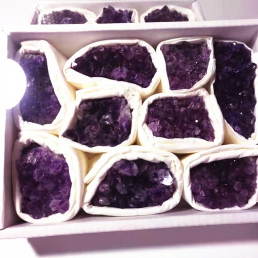 能量晶石收藏~天然紫晶簇 紫水晶块 紫水晶洞片矿标盒收藏摆件：圖片 2