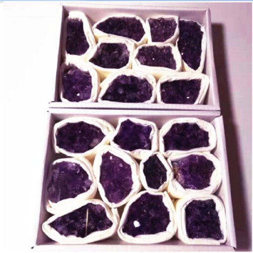 能量晶石收藏~天然紫晶簇 紫水晶块 紫水晶洞片矿标盒收藏摆件：圖片 5