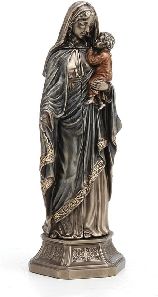 进口 Veronese Design 7 7/8英寸高麦当娜和婴儿耶稣三联画宗教装饰礼物冷铸古铜色树脂信仰收藏品耶稣诞生设计：圖片 3