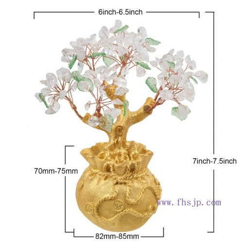 天然水晶碎石树 创意款钱袋底座摇钱树 桌面水晶 能量发生器 摆件 - 图片 4