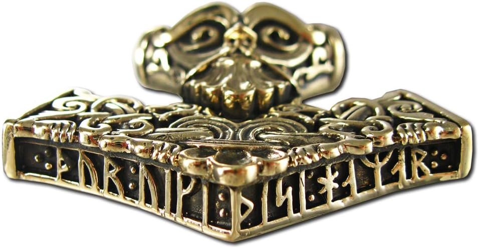 进口 的大型青铜北欧神雷神锤吊坠; 1.75英寸高:圖片 3