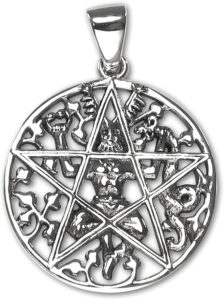 进口 纯银异教神Cernunnos五芒星吊坠