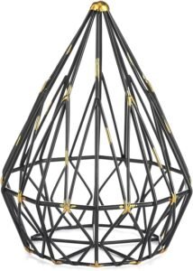 进口 Moome 7.9 × 6.7 “金属几何桌面装饰-菱形，几何雕塑装饰球，用于家居装饰的抽象桌面装饰球 (哑光黑色和金色)