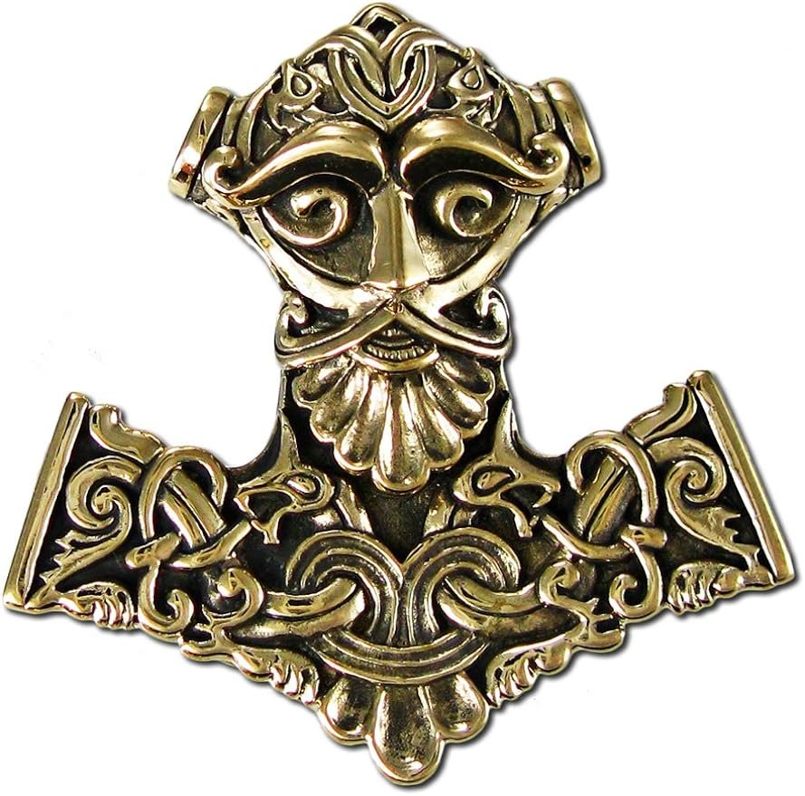 进口 的大型青铜北欧神雷神锤吊坠; 1.75英寸高