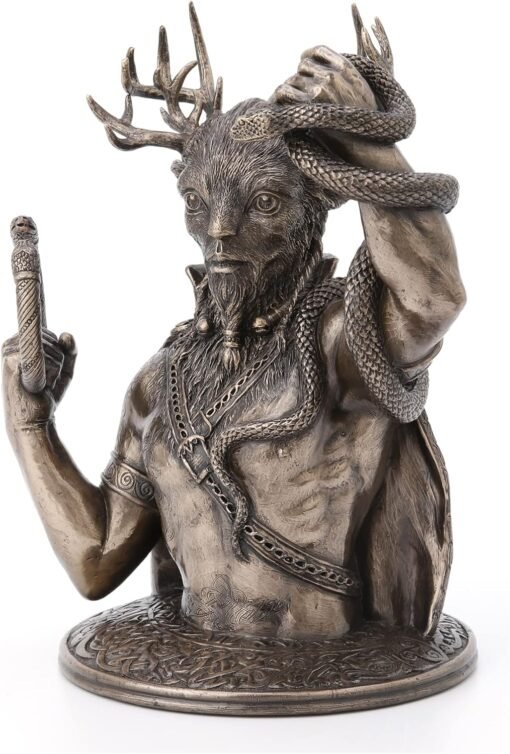 进口 Veronese Design 8 5/8 “Cernunnos野生树脂雕像的角之神半身青铜饰面：圖片 3