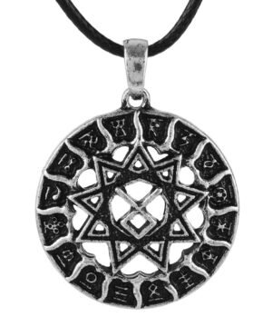 维京魔法收藏~新品 北欧维京鲁纳文符号星阵镂空 复古圆盘吊坠项链
