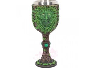 *进口钢镶树脂树灵绿人酒杯 19厘米 仪式祭坛摆设
