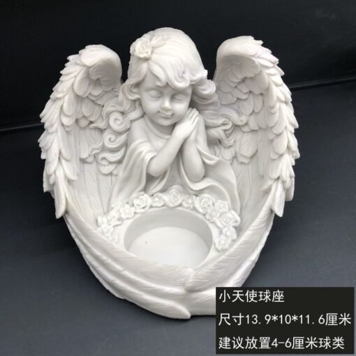 树脂底座托首饰饰品收纳盒天使之翼羽毛心形创意工艺品水晶球底座：圖片 16
