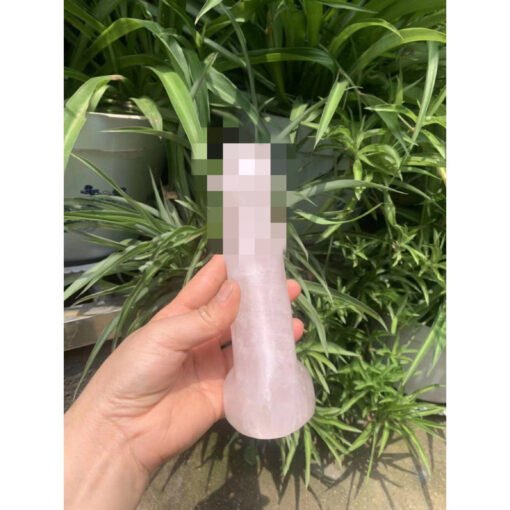 天然粉晶雕刻原石打磨水晶按摩棒：圖片 5