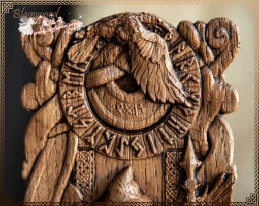 进口奥丁手工橡木雕 父神维京异教徒阿萨特鲁异教徒神和北欧木雕：圖片 2
