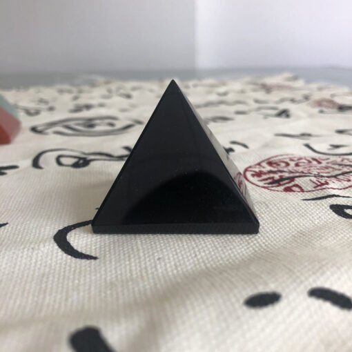 天然黑曜石金字塔 水晶摆件办公桌工艺品礼品盒套装：圖片 2