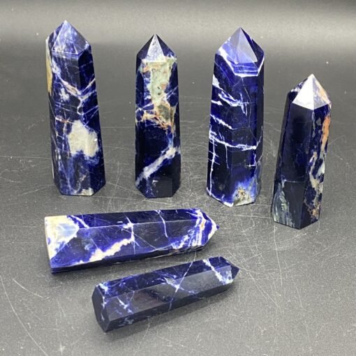天然蓝纹柱子精品水晶雕刻件小摆件桌面摆件手工雕刻件装饰 买一送一：圖片 6