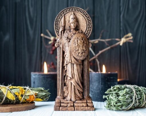 神秘学收藏~进口手工雅典娜女神雕像 希腊战争和胜利女神智慧知识家居工艺品：圖片 2