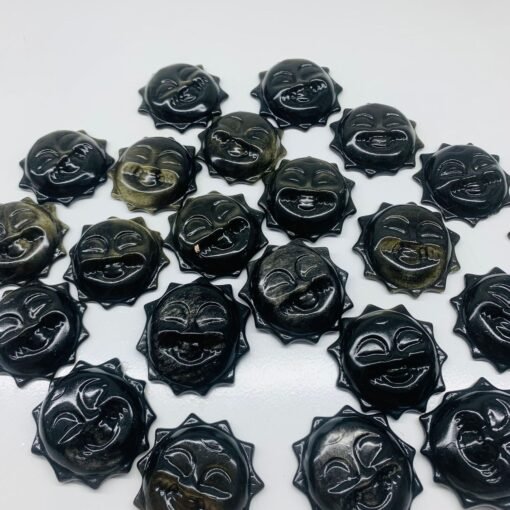 热销 天然水晶金曜石雕刻太阳笑脸水晶小摆件：圖片 6