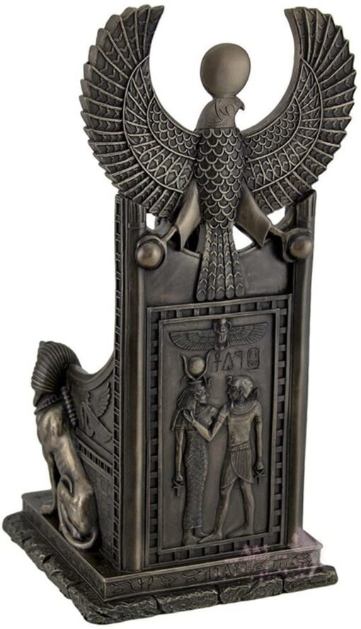 能量雕像系列~古埃及疗愈女神Sekhmet 坐在宝座上雕像：圖片 3