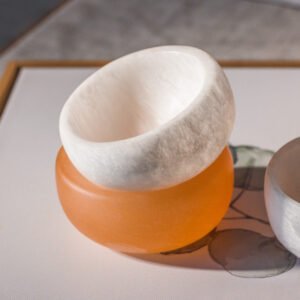 石膏碗Selenite石膏矿石碗灵修冥想摆件能量消磁碗高频疗愈摆件 仪式工具