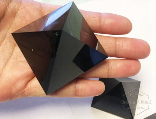 天然黑曜石金字塔 水晶摆件办公桌工艺品礼品盒套装：圖片 5