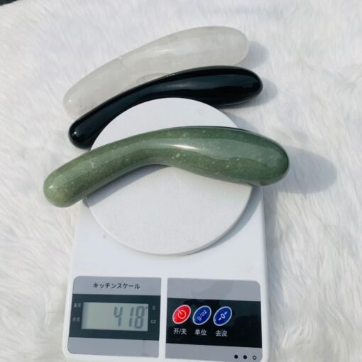 天然水晶黑曜石 绿东陵水晶按摩棒摆件：圖片 3
