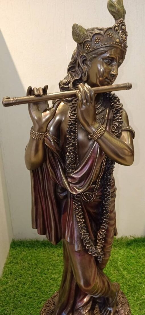 神秘学收藏~进口手工精制主克里希纳雕像62厘米 KRISHNA 印度教神 青铜神像：圖片 3