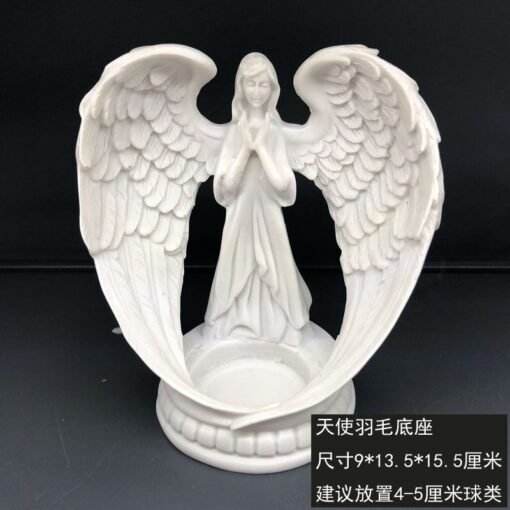 树脂底座托首饰饰品收纳盒天使之翼羽毛心形创意工艺品水晶球底座：圖片 15