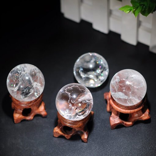 能量晶石收藏~天然喜马拉雅水晶白水晶球摆件彩虹冥想灵修能量石转运球家居摆件：圖片 4