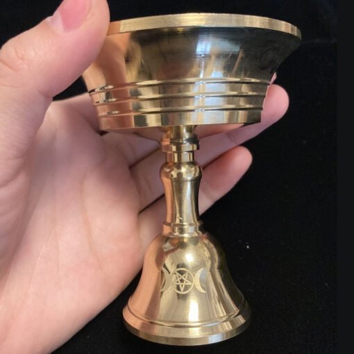 纯铜五芒星烛台祭坛仪式酥油灯座蜡烛台供灯长明灯高脚固体液体：圖片 3