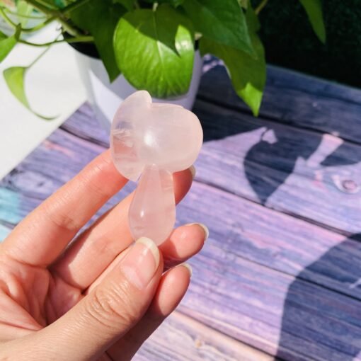 天然水晶黑曜石 粉晶原石雕刻水晶斧头摆件：圖片 7