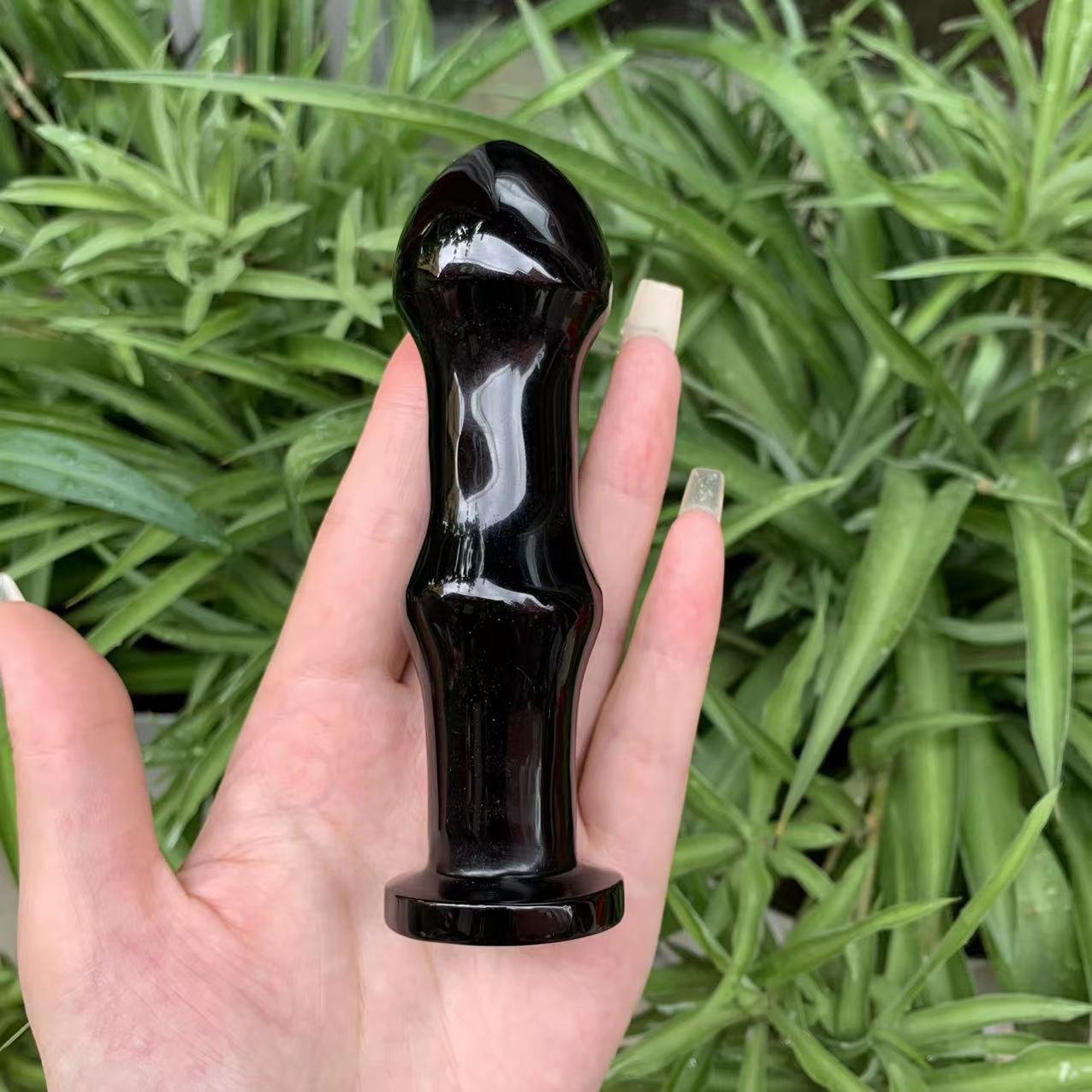 天然黑曜石水晶按摩棒原石打磨雕刻水晶摆件:圖片 6