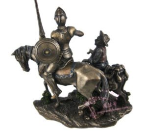 能量雕像系列~铜饰面堂吉诃德和桑乔潘扎雕像Don Quixote and Sancho Panza
